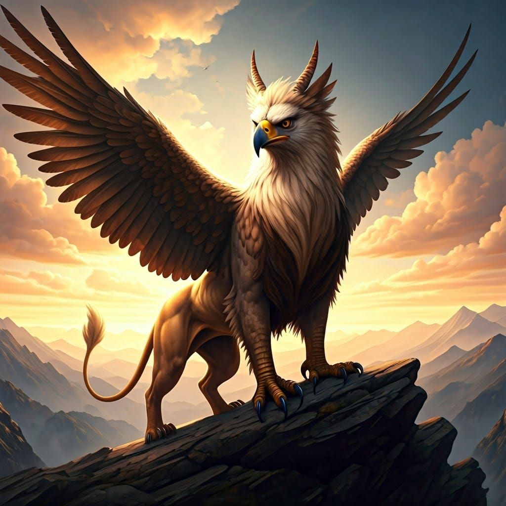 Majestic Gryphon in Mythic Fantasy Style