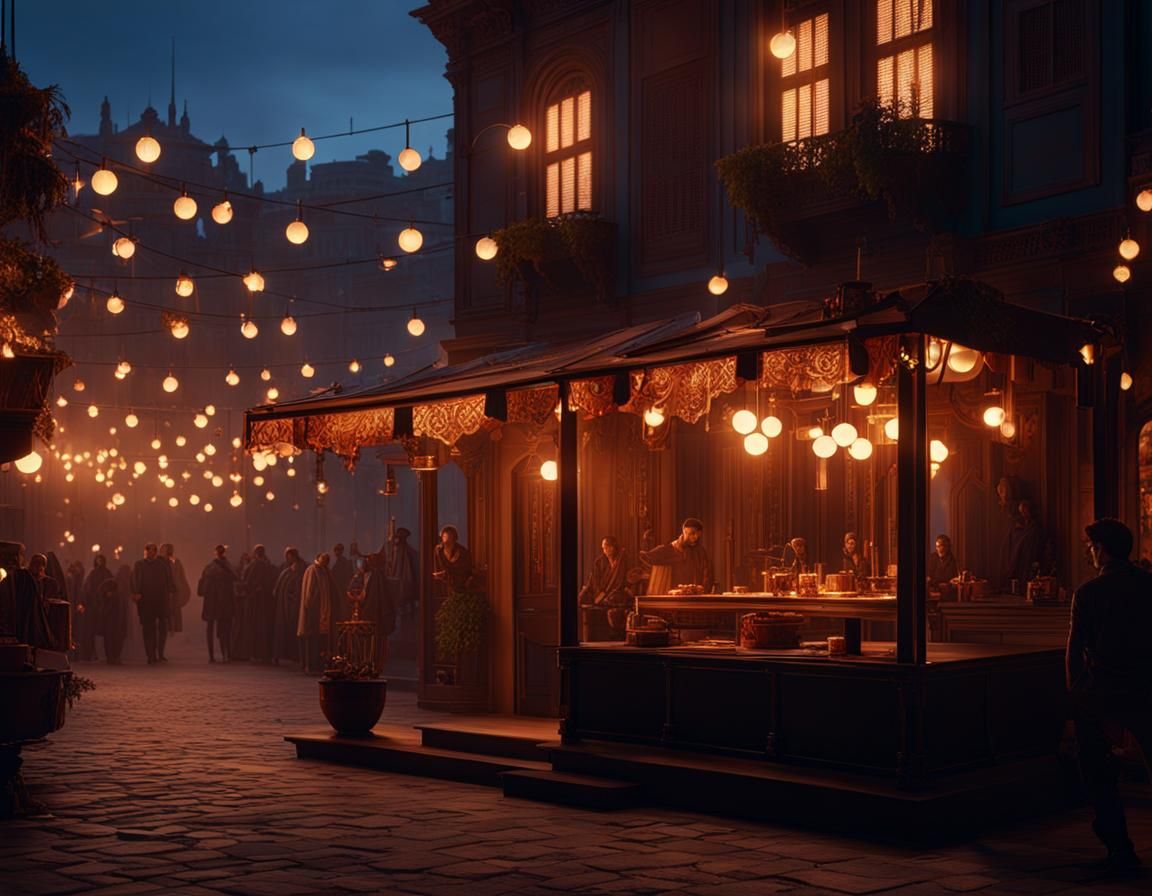 Cinematic Zanzabar at Magic Hour with Volumetric Lighting