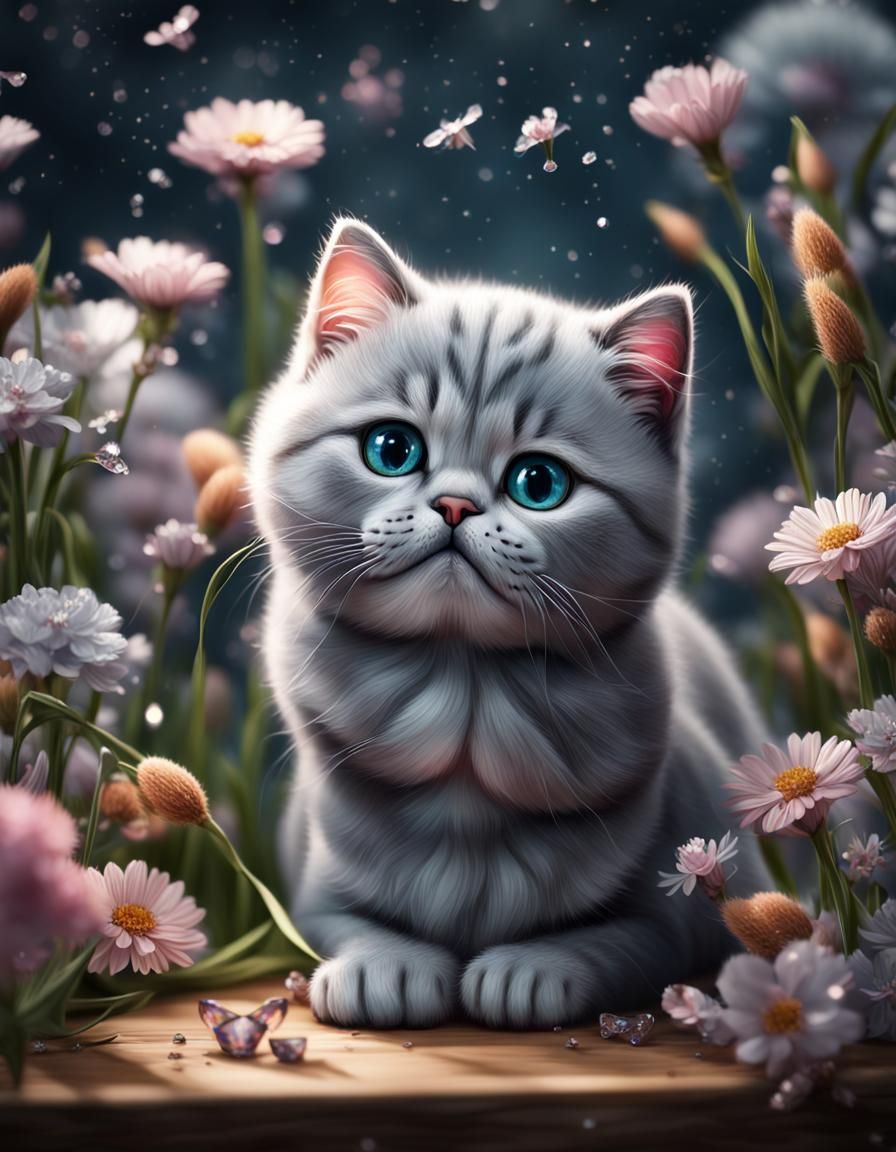 Crystal Cat: A Hyperrealistic Spring Dream