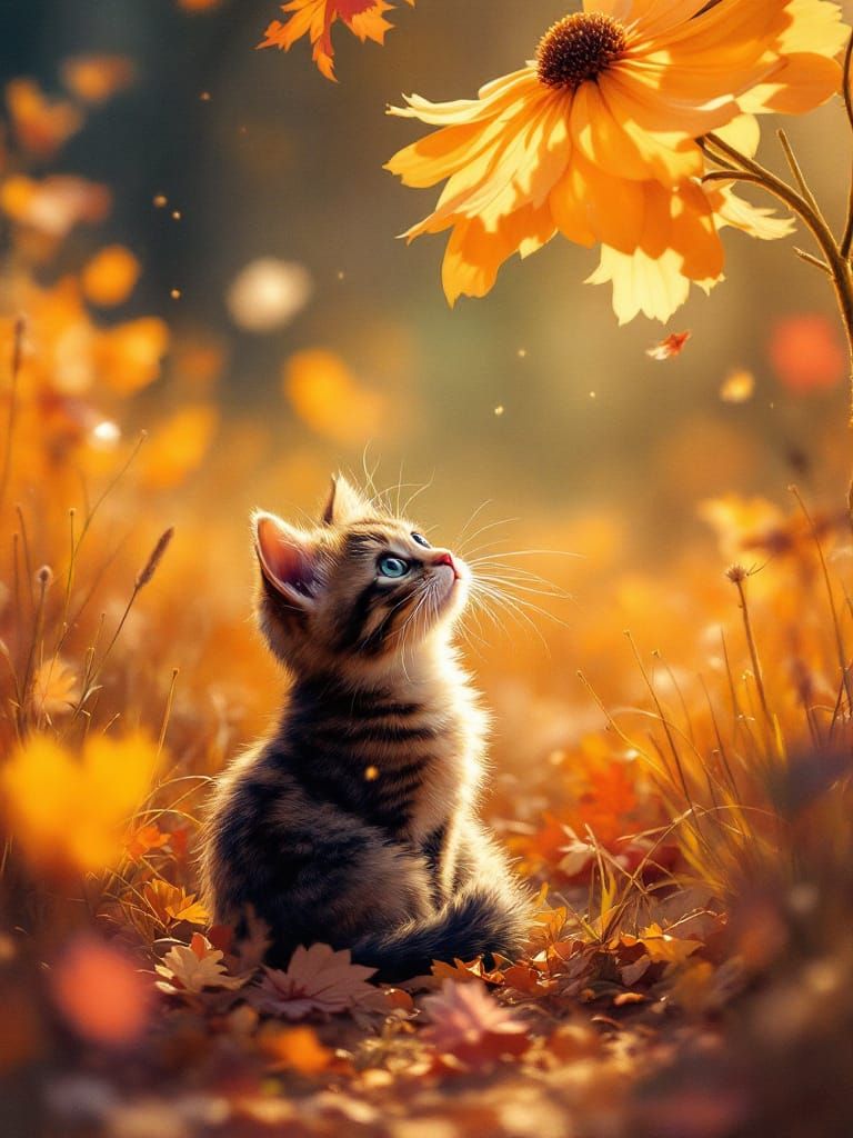 Adorable Cat in Autumn Festival Glow