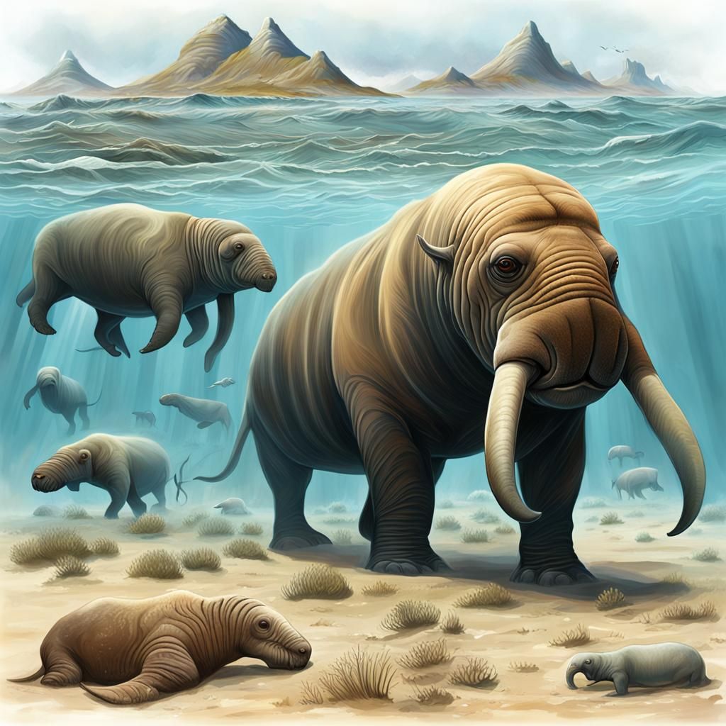 Alien Exoplanet Featuring Walrus-like Creatures