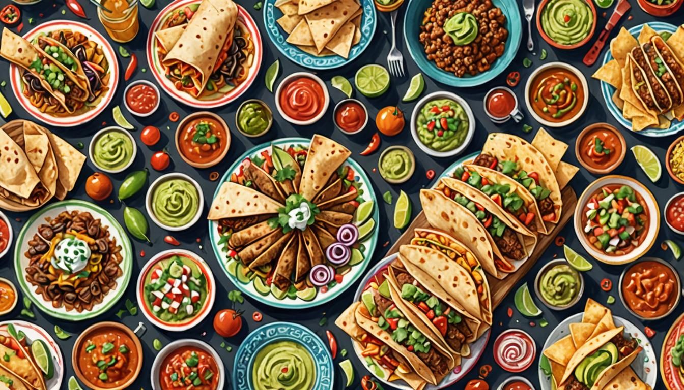 Festive Cinco de Mayo Feast in Watercolor Illustration