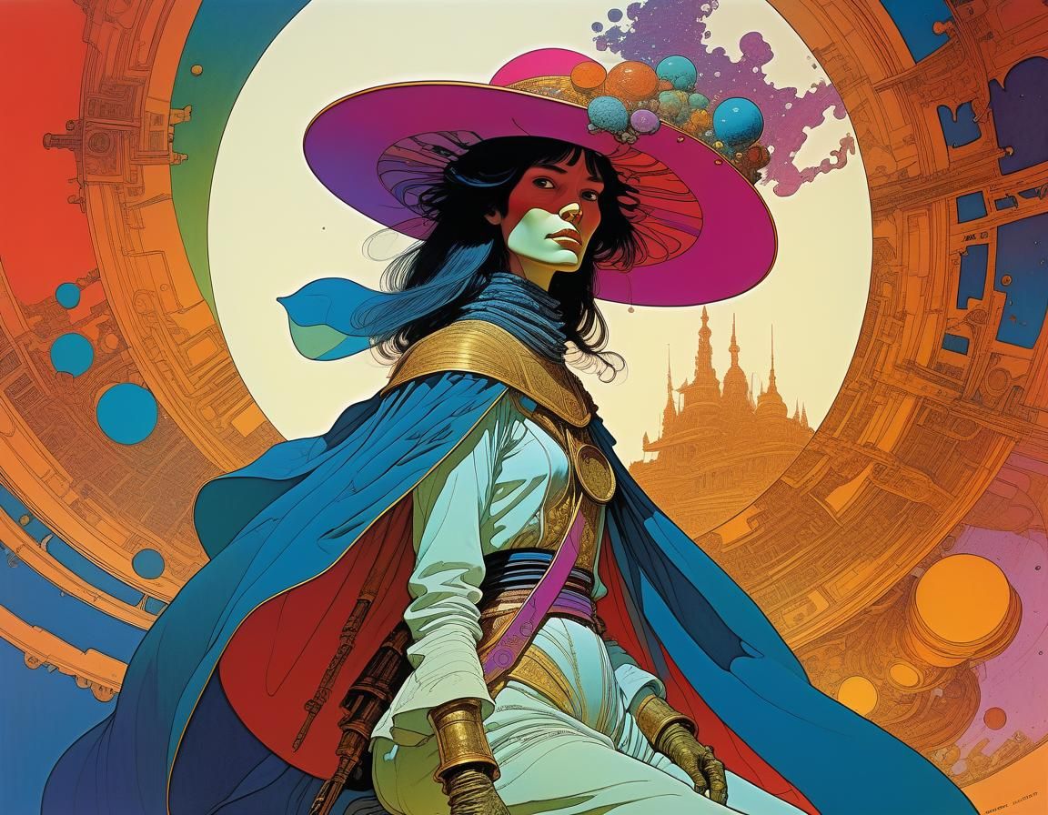 Psychedelic Hyperdetailed Portrait as Graphic Novel Art