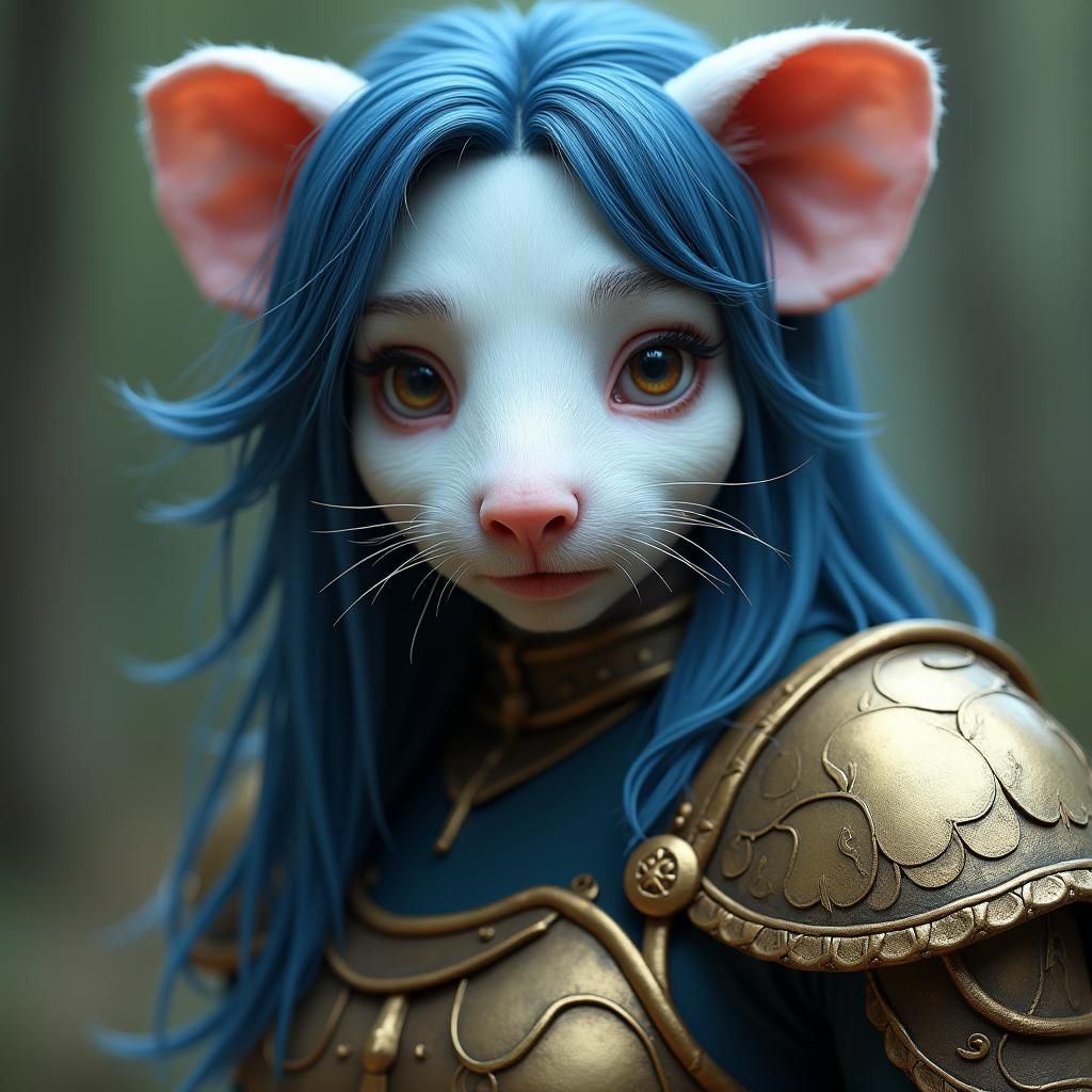 Photorealistic Guinea Pig Humanoid Warrior in Bronze Armor
