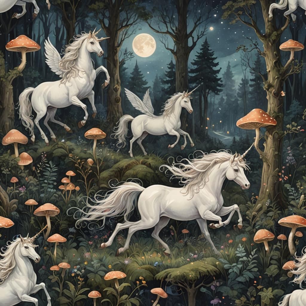 Magical Unicorn Forest With Fairies