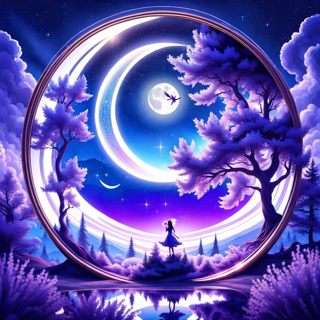 Steampunk Fairies under Starry Moonlit Sky