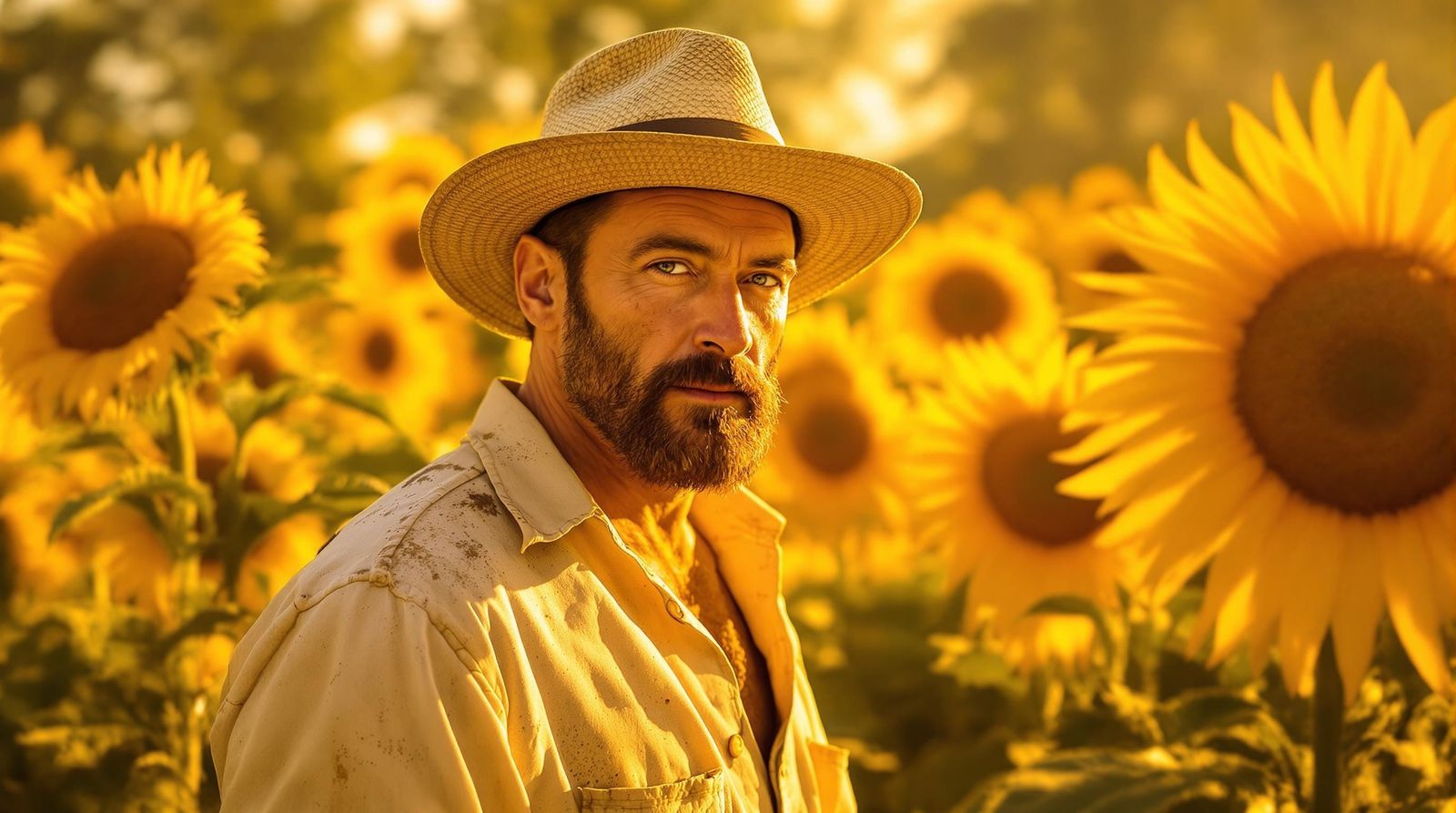 Vincent Van Gogh in a Field of Sunflowers