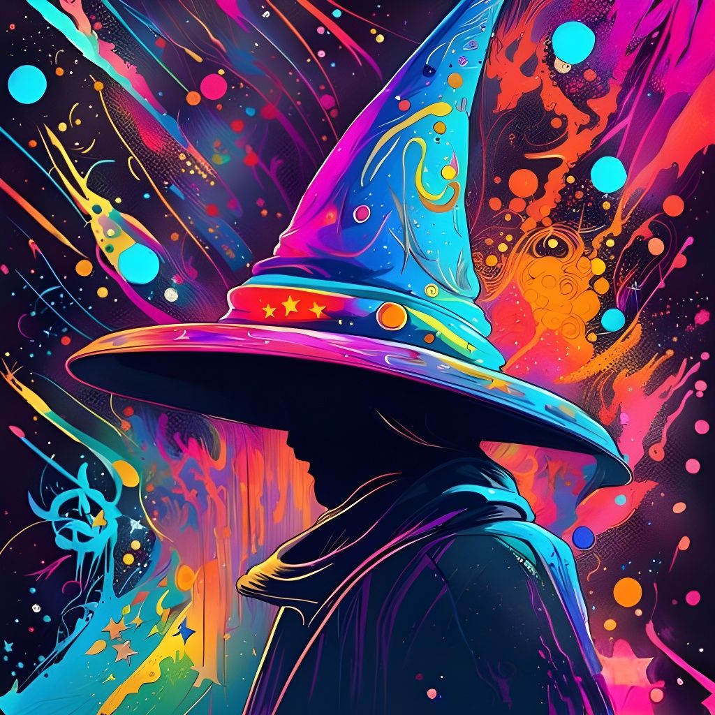 Psychedelic Graffiti Art Wizard's Hat