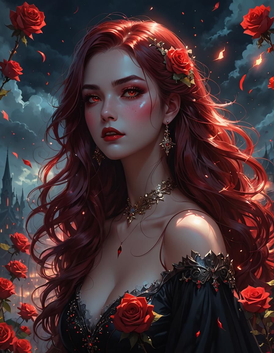 Sparkly Vampire Girl Digital Illustration