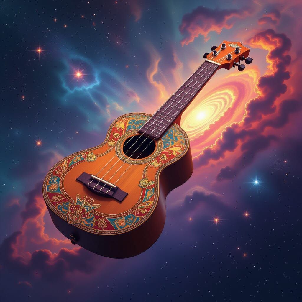 Cosmic Ukulele in Kaleidoscopic Nebula