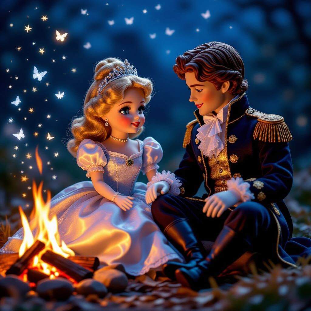 Porcelain Cinderella and Prince Charming Stargazing by Bonfi...