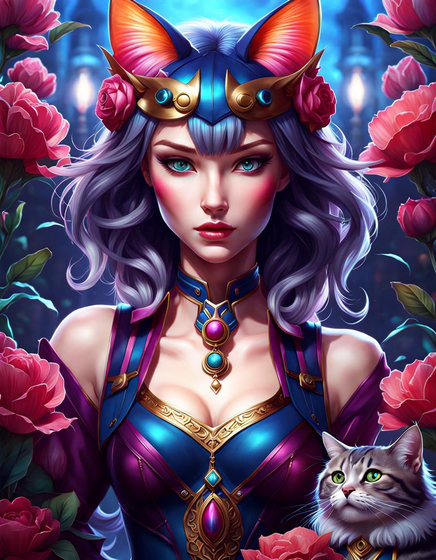 Cat Girl Portrait in Detailed Matte Painting Style