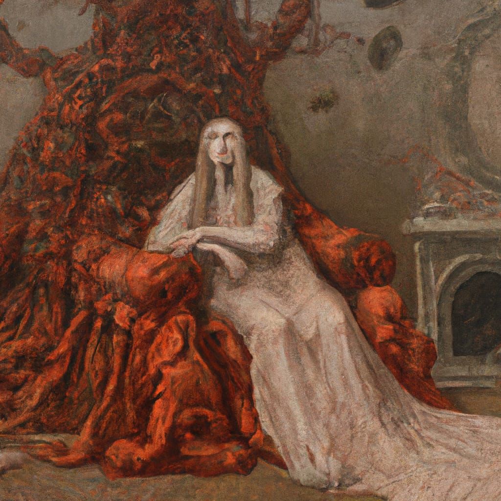 Scary Lady on Throne in Renaissance Style