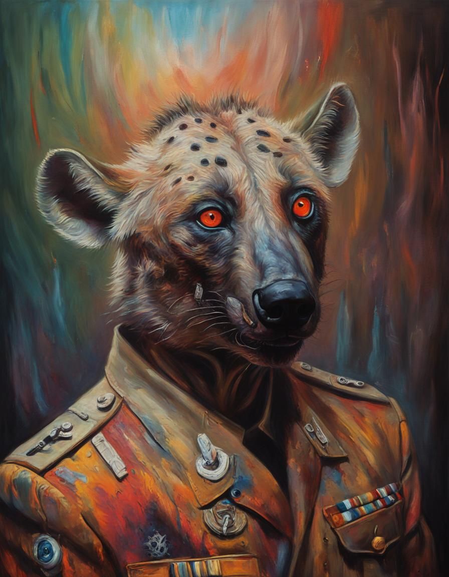 Surreal Portrait of Captain Hyena Wallace in Oil