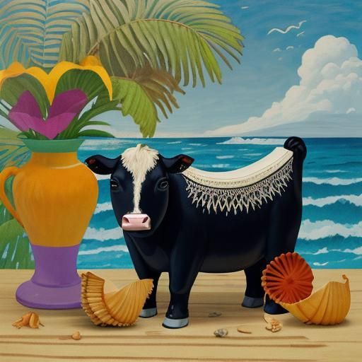 Gauguin Woodcut: Eclipse Cow in Costa Rica