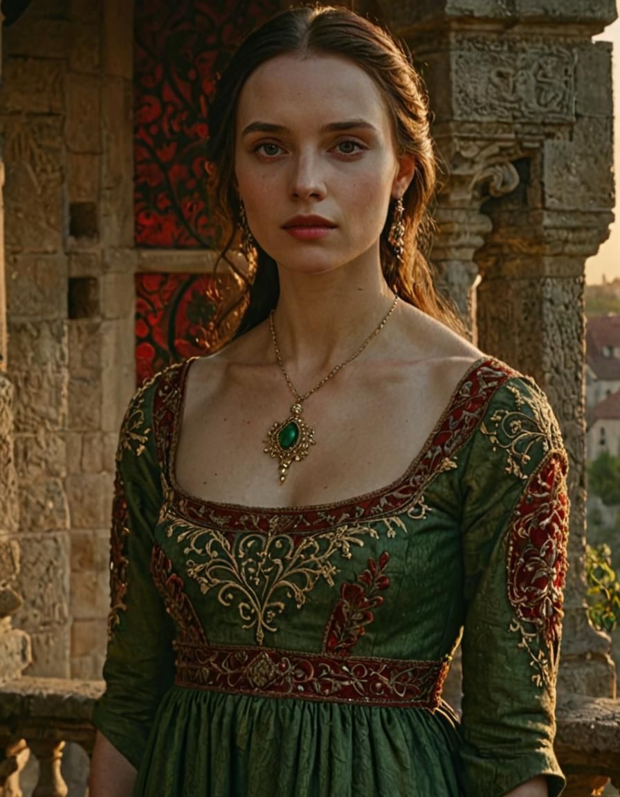 Medieval Lady on Balcony at Sunset: Game of Thrones Style