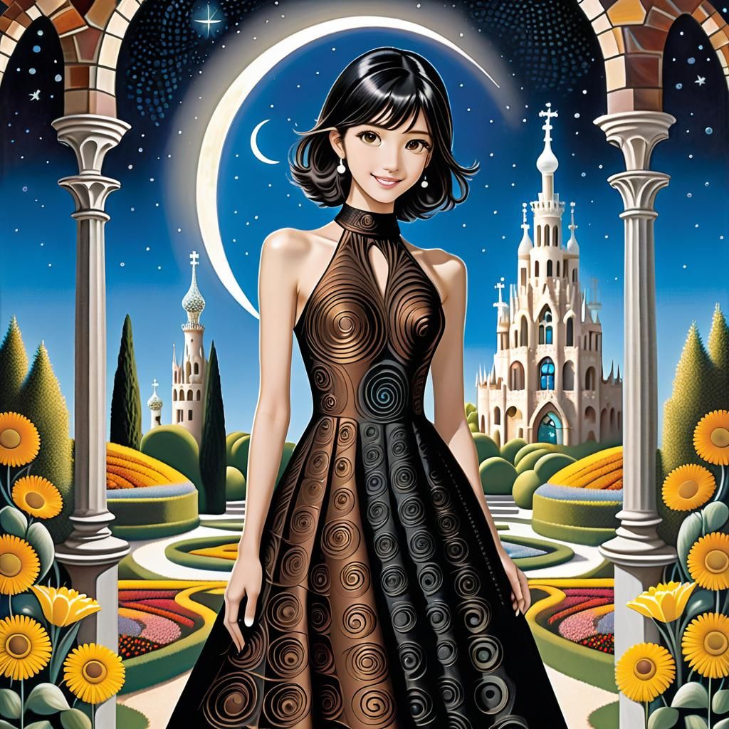 Pearl Lame Dress in Gaudi and Escher Style