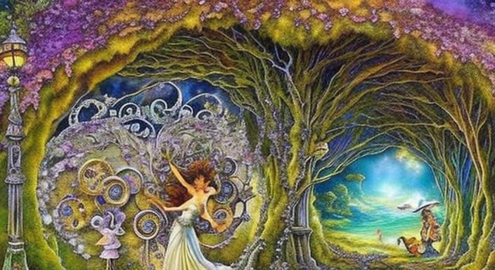 Fantasy Masterpiece in Ghibli Burton Wall Style