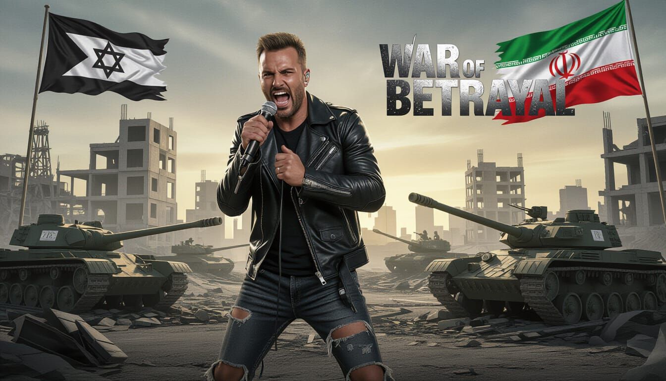 Singer in War-Torn Landscape, Dystopian Style