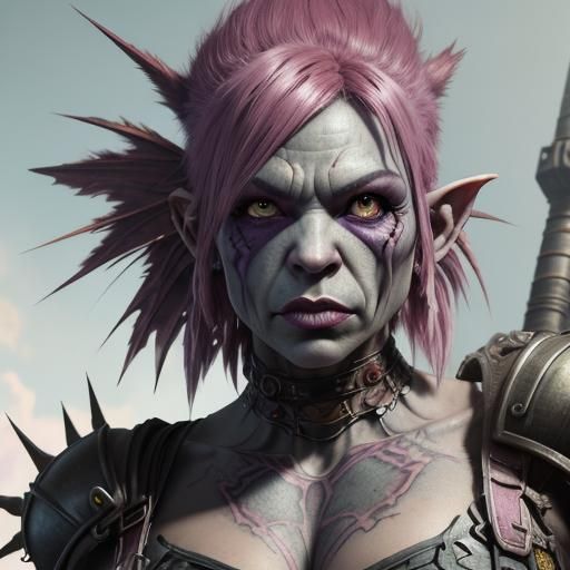 Punk Rock Goblin Girl in Dark Fantasy Style