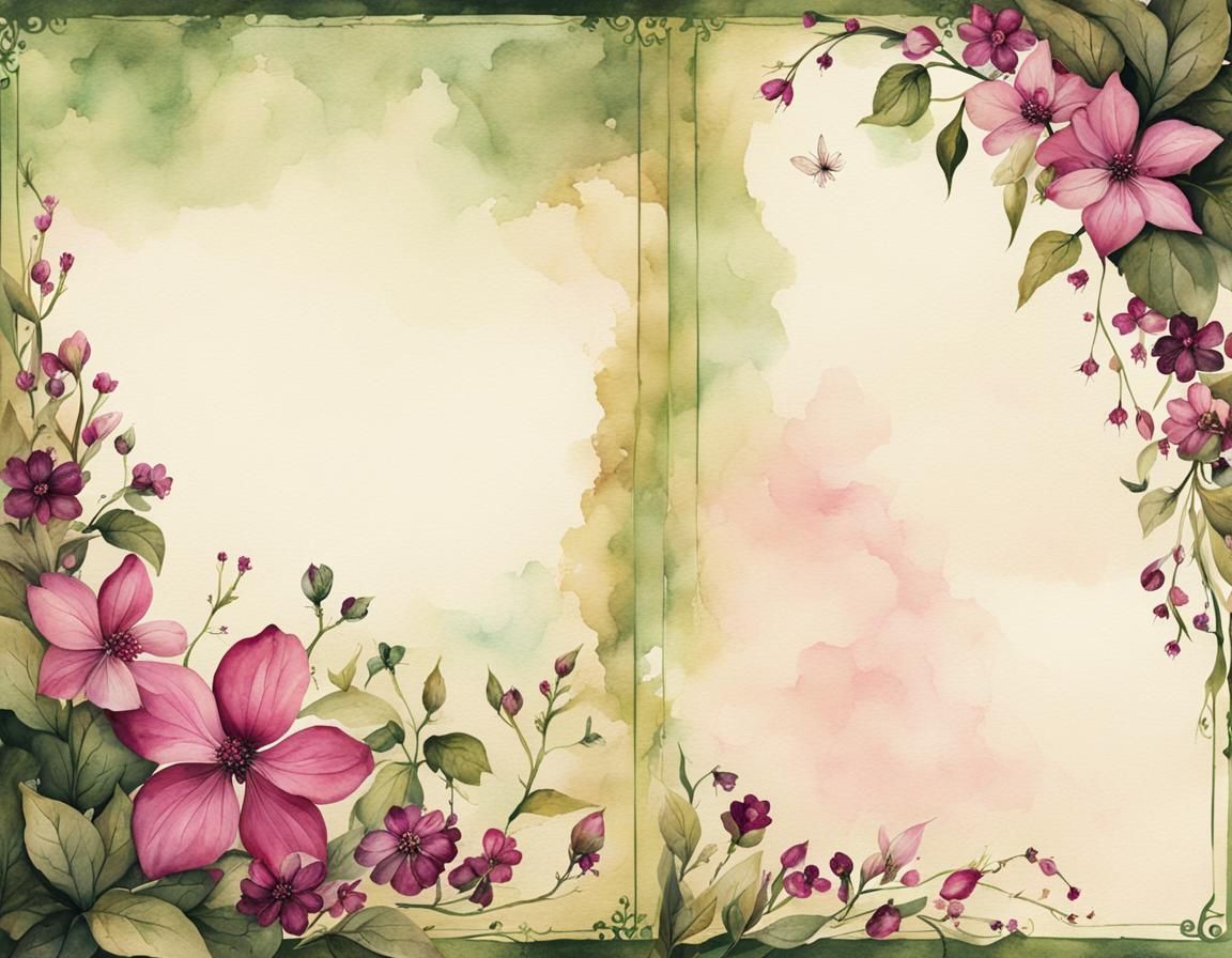Vintage Floral Journal Page in Watercolor Style