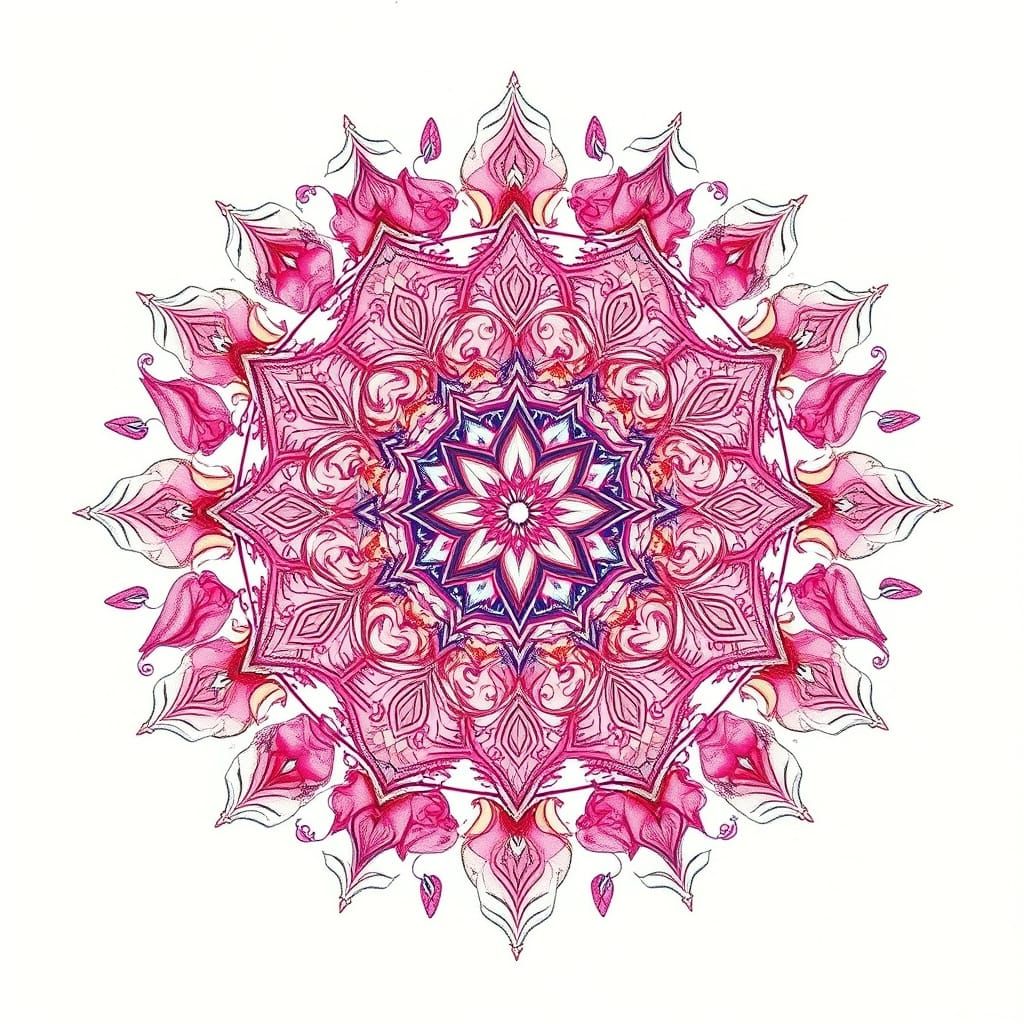 Intricate Pink Mandala with Floral Patterns
