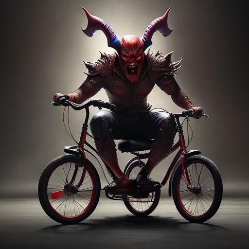 The Devil Rides a Tricycle: Hyperrealistic Splash Art