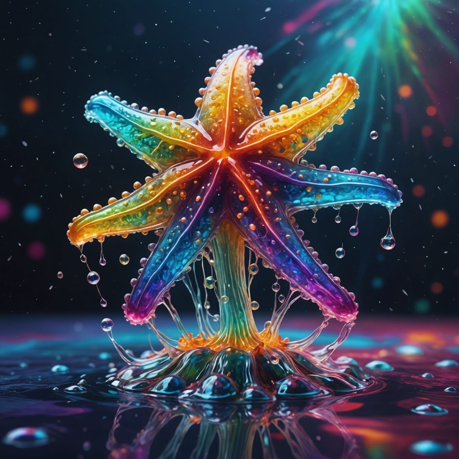 Jelly Starfish Eruption in Mixed Media Style