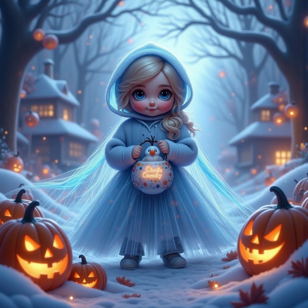 Baby Elsa's Halloween Candy Collection: A Matte Painting