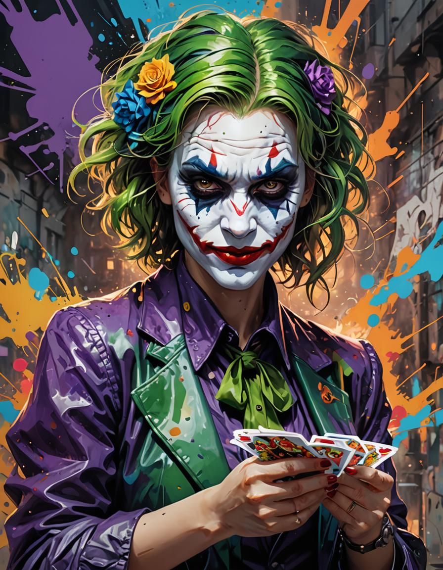 Lady Joker Portrait in Graffiti Art Style