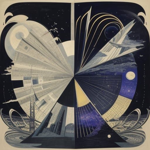 Cinematic Art Deco: Night and Day Geometric Abstract
