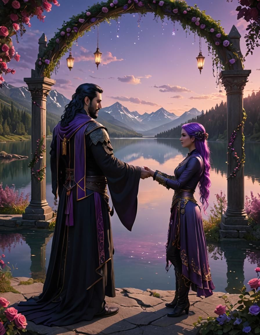 Ethereal Handfasting Ceremony by Lake at Twilight