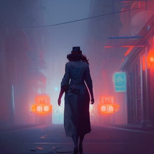 Dramatic Film Noir Scene with Dynamic Lighting