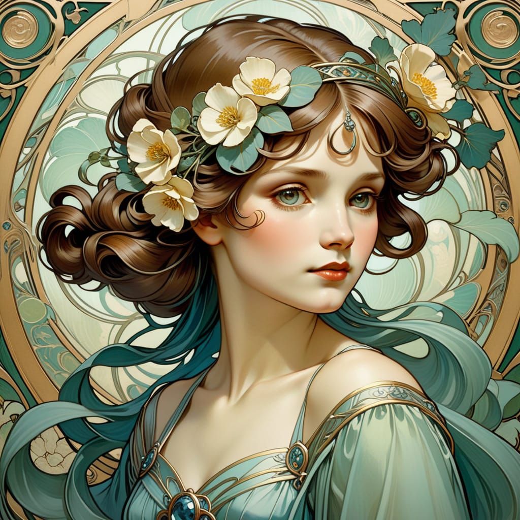 Art Nouveau Beauty Portrait in Belle Époque Style