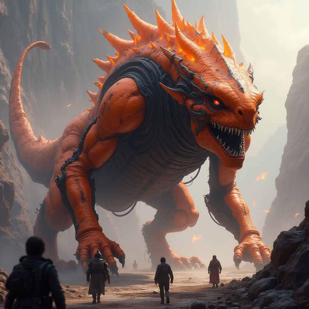 Mechanical Dragon Breathes Fire in Dark Fantasy Art