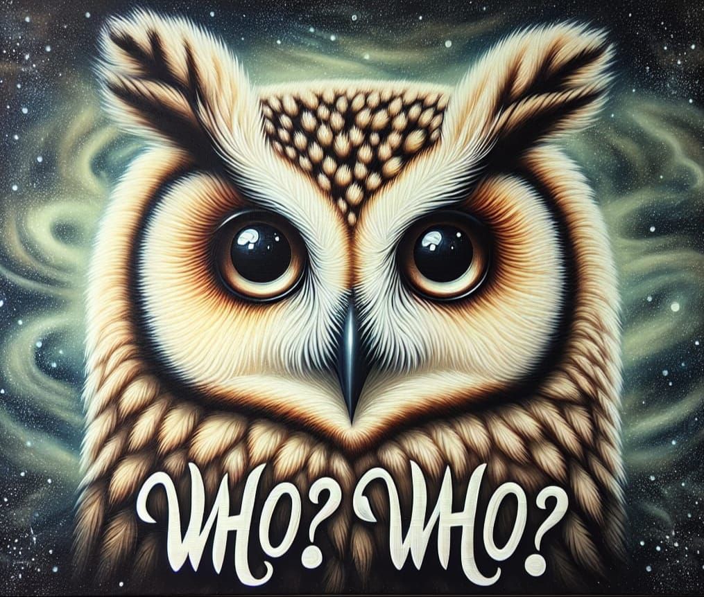 Artistic Owl Depicts 'Who? Who?' in Nocturnal Scene