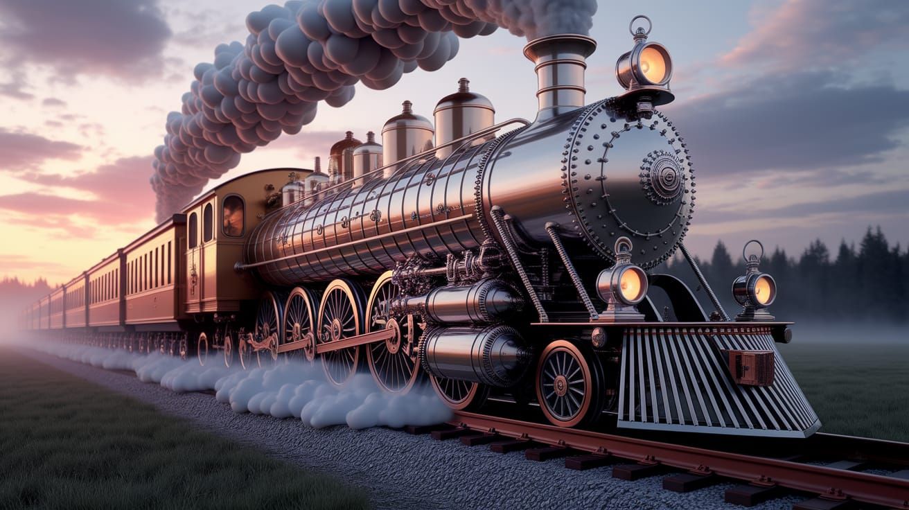 Steampunk Locomotive Crafted From Screws and Nails