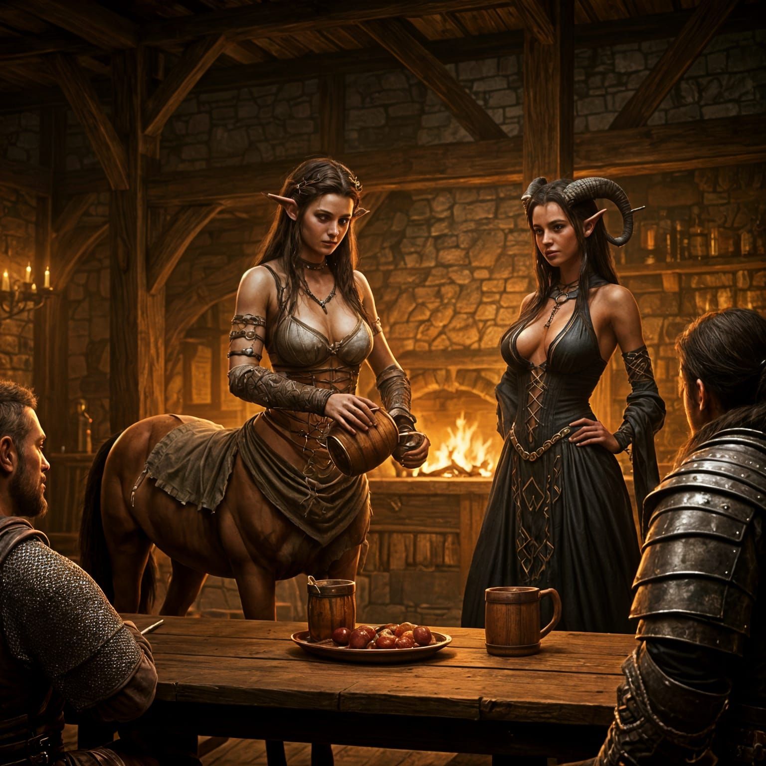 Centaur Bartender Serves Fantasy Adventurers