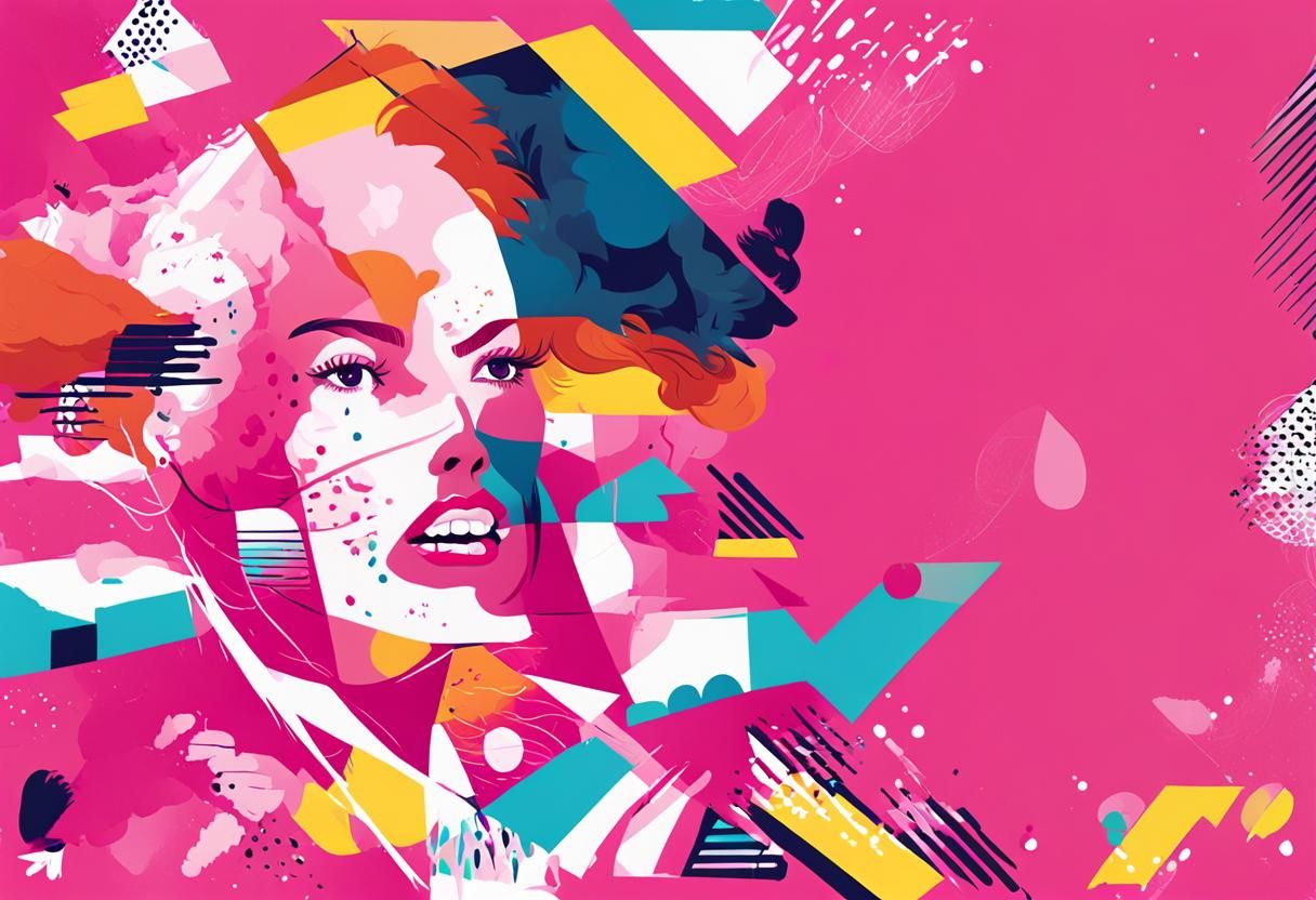 Pink Anti-Cancer Art in Comic Book Style