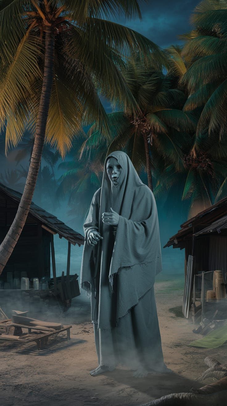 Eerie Pocong in a Traditional Malay Village
