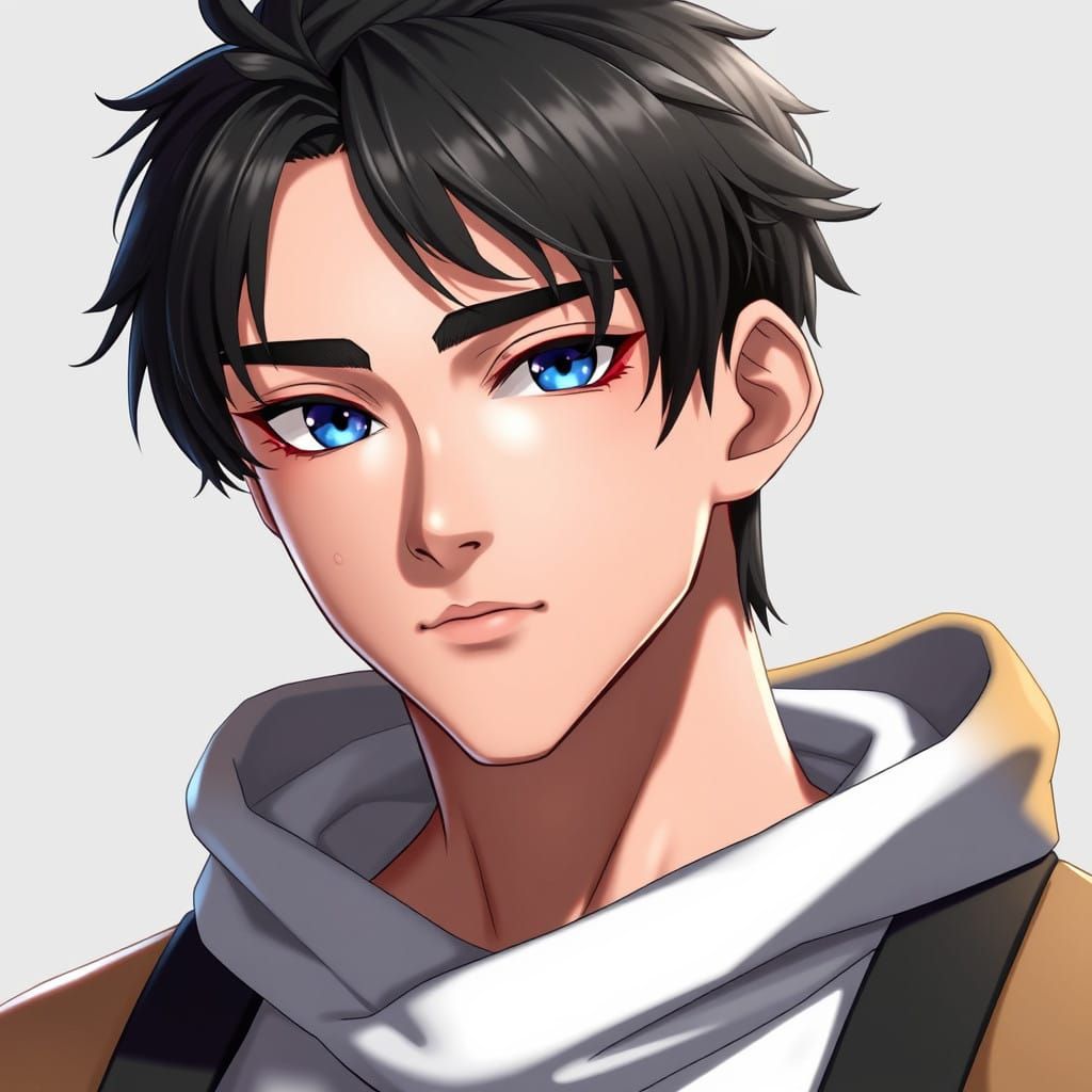 Confident Anime Boy with Strong Presence