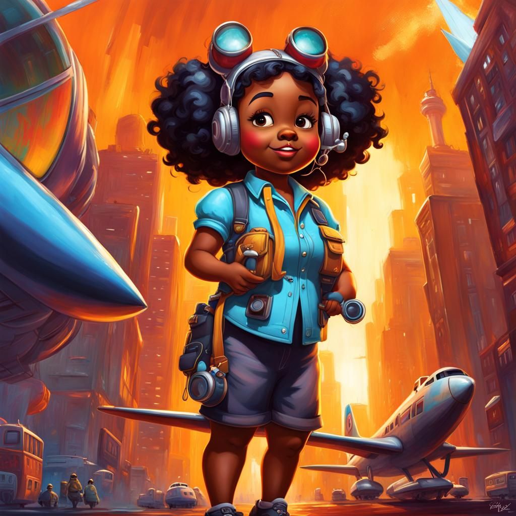 Young Pilot in 1940s Plane, Graffiti Art Style