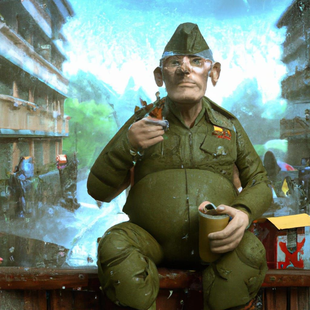 Goblin General Smoking Weed in the Rain