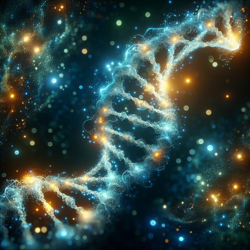 Ethereal DNA Strand in Celestial Hues
