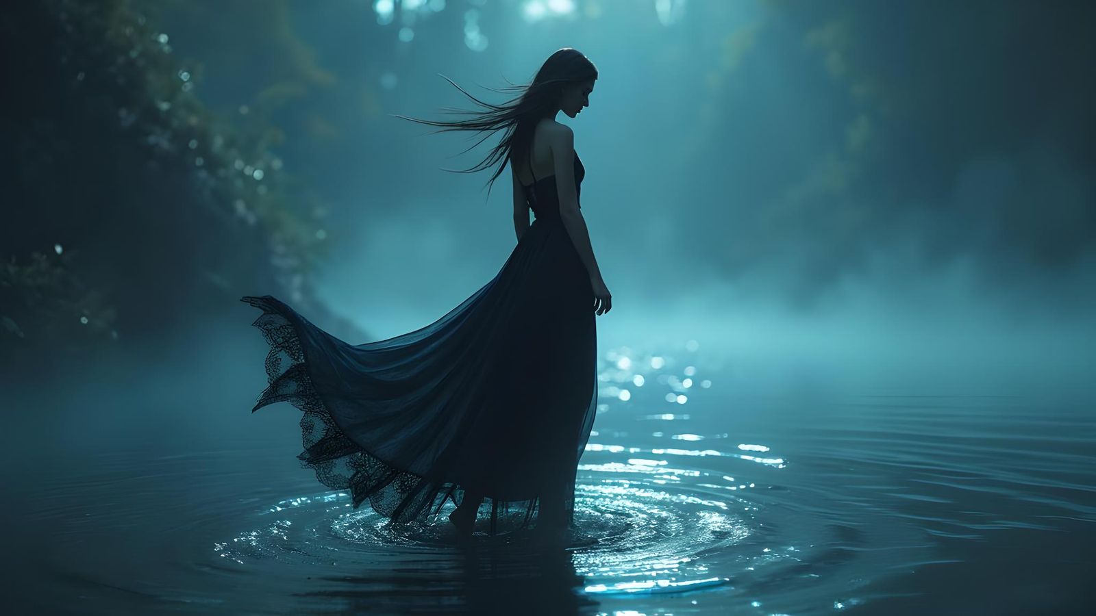 Iridescent Midnight Portrait: Anime Style 3D Art