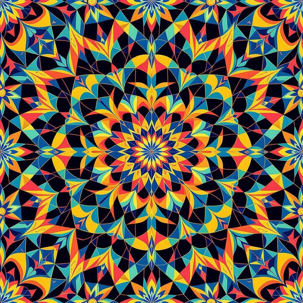Hypnotic Kaleidoscope Art in Digital Style