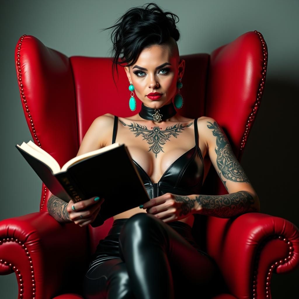 Edgy Cyberpunk Woman with Tattoos and Asymmetrical Hair