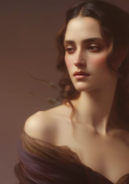 Woman in Silk Gown, Detailed Fantasy Portrait