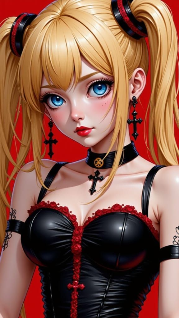 Gothic Punk Woman in Hyper-Realistic Anime Style