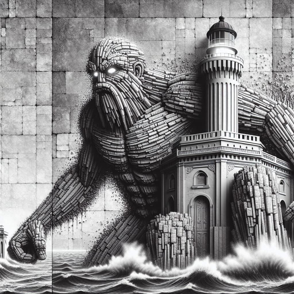 Textured Lighthouse of Alexandria Art Piece